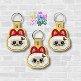 DIGITAL DOWNLOAD Applique Santa Bunny Snap Tab Keychain