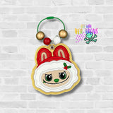 DIGITAL DOWNLOAD Applique Santa Bunny Bag Tag Bookmark Ornament