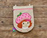 DIGITAL DOWNLOAD Applique Strawberry Shortcake Round Bottom Bag