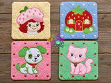 DIGITAL DOWNLOAD Applique Quilted Strawberry Shortcake Mug Rug Bundle 4 SIZES INCLUDED ENVELOPE TURN HOLE