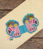 DIGITAL DOWNLOAD Applique Flamingo Shoe Wings SATIN AND BEAN STITCH EYELET OPTIONS INCLUDED