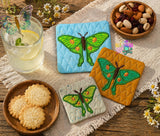 DIGITAL DOWNLOAD Applique Luna Moth Coaster Mug Rug Set 3 SIZES INCLUDED ENVELOPE AND TURN HOLE OPTIONS INCLUDED