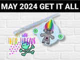 DIGITAL DOWNLOAD Rainbow Troll Out Hair Holder Bun Cover
