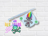 DIGITAL DOWNLOAD Rainbow Troll Out Hair Holder Bun Cover