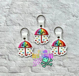 DIGITAL DOWNLOAD Rainbow Umbrella Snap Tab Keychain