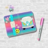 DIGITAL DOWNLOAD Applique Vintage Bus Mini Composition Notebook Cover