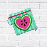 DIGITAL DOWNLOAD Applique Heart Watermelon Zipper Bag Set 5 SIZES INCLUDED