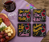 DIGITAL DOWNLOAD Wine Pun Coaster Set Feltie