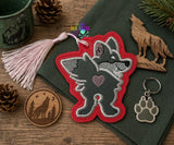 DIGITAL DOWNLOAD Applique Wolf Bookmark Ornament Gift Tag