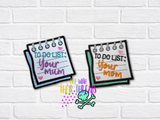 DIGITAL DOWNLOAD To Do List Patch 3 SIZES INCLUDED