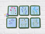 DIGITAL DOWNLOAD Wildflower Applique Coaster Bundle