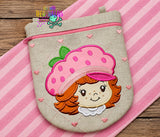 DIGITAL DOWNLOAD Applique Strawberry Shortcake Round Bottom Bag
