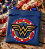 DIGITAL DOWNLOAD Applique Wonder Woman Zipper Bag Set 4 SIZES INCLUDED