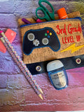 DIGITAL DOWNLOAD ITH Pencil Pouch Third Grade Level Up Applique Binder Bag 4 Sizes Included