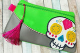 DIGITAL DOWNLOAD Applique Sugar Skull Clutch Zippered Bag