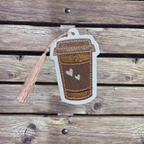 DIGITAL DOWNLOAD Applique Coffee Cup Set Snap Tab Bookmark Eyelet Charm