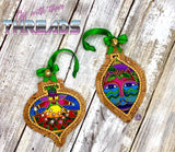 DIGITAL DOWNLOAD 4x4 Applique Ornament 2 Piece Set