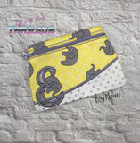 DIGITAL DOWNLOAD Letter E Clutch Applique Zipper Bag Lined and Unlined Alphabet