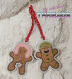 DIGITAL DOWNLOAD Naughty Gingerbread Couple Ornament Set Eat Me Applique