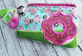 DIGITAL DOWNLOAD Applique Donut Clutch Zipper Bag Lined and Unlined
