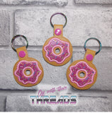 DIGITAL DOWNLOAD Applique Donut Snap Tab Key Chain