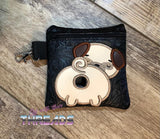 DIGITAL DOWNLOAD 5x5 ITH Applique Pug Bum Poo Zipper Bag Lined and Unlined