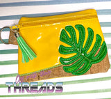 DIGITAL DOWNLOAD Applique Monstera Leaf Clutch Zipper Bag Lined and Unlined