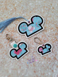 DIGITAL DOWNLOAD Applique Mouse Ears Bookmark Snap Tab Charm Gift Tag Ornament Set