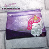 DIGITAL DOWNLOAD Applique Unicorn Clutch Zipper Bag Lined and Unlined