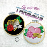 DIGITAL DOWNLOAD Applique Tattoo Heart Set Mom and Mum 8 SIZES INCLUDED ON EACH