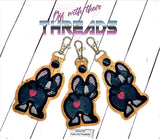 DIGITAL DOWNLOAD Applique Boston Terrier Snap Tab Key Chain