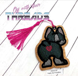 DIGITAL DOWNLOAD Applique Boston Terrier Bookmark Gift Tag Ornament Sketchy Fill