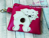 DIGITAL DOWNLOAD 5x5 ITH Applique Maltese Bum Poo Zipper Bag Lined and Unlined