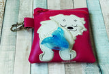 DIGITAL DOWNLOAD 5x5 ITH Applique Maltese Bum Poo Zipper Bag Lined and Unlined
