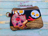 DIGITAL DOWNLOAD Applique Donut Skull Clutch Zipper Bag Lined and Unlined