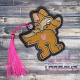 DIGITAL DOWNLOAD Applique German Shepherd Bookmark Gift Tag Ornament Sketchy Fill