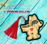 DIGITAL DOWNLOAD Applique German Shepherd Bookmark Gift Tag Ornament Sketchy Fill