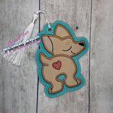 DIGITAL DOWNLOAD Applique Chihuahua Bookmark Gift Tag Ornament