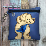 DIGITAL DOWNLOAD 5x5 ITH Applique Golden Retriever Labrador Bum Poo Zipper Bag Lined and Unlined 2021