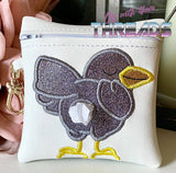 DIGITAL DOWNLOAD 5x5 ITH Applique Song Bird Poo Zipper Bag Lined and Unlined