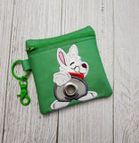 DIGITAL DOWNLOAD 5x5 ITH Applique White Rabbit Zipper Poo Bag Lined and Unlined 2021