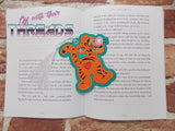 DIGITAL DOWNLOAD Applique Bouncy Tiger Bookmark Ornament Gift Tag