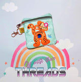 DIGITAL DOWNLOAD 5x5 ITH Applique Bouncy Tiger Zipper Poo Bag Lined and Unlined 2021