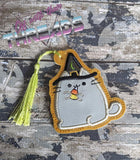 DIGITAL DOWNLOAD Applique Plush Witch Kitty Bookmark Gift Tag Ornament