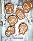 DIGITAL DOWNLOAD Gingerbread Skull Bookmark Ornament Gift Tag SET OF 6