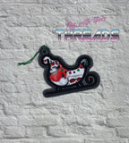 DIGITAL DOWNLOAD 4x4 Applique Santa's Sleigh Ornament Gift Tag Bookmark