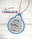 DIGITAL DOWNLOAD 4x4 Applique Holiday Bauble Ornament Gift Tag Bookmark