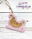 DIGITAL DOWNLOAD 4x4 Applique Santa's Sleigh Ornament Gift Tag Bookmark