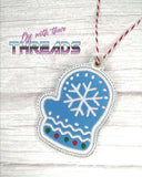 DIGITAL DOWNLOAD 4x4 Applique Mitten Ornament Gift Tag Bookmark