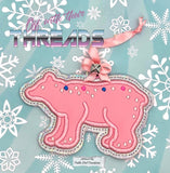 DIGITAL DOWNLOAD 4x4 Applique Polar Bear Ornament Gift Tag Bookmark